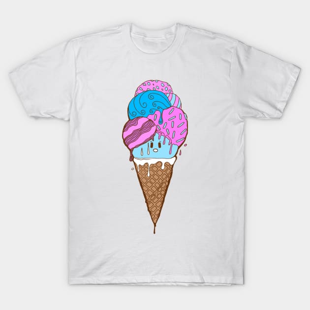 Cotton Candy Cute Ice Cream Cone T-Shirt by kenallouis